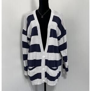 VTG 90s Gap Varsity Cardigan Preppy Knit Sweater Large Oversized Academia Vneck